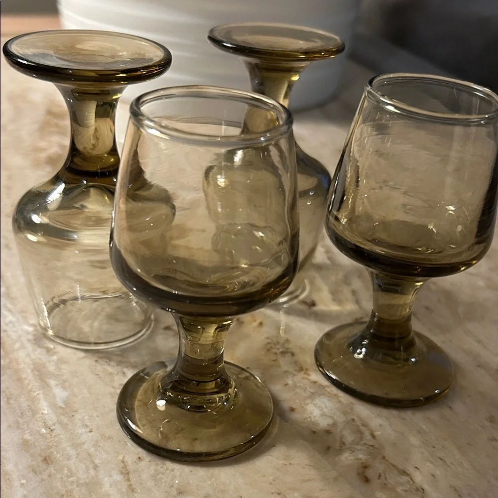Vintage Libbey Tawny Accent Cordial Glasses 3.5